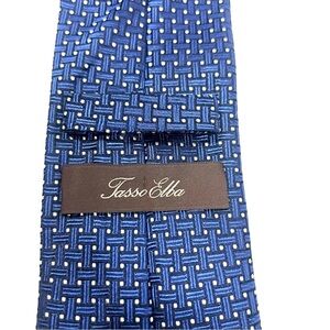 Tasso Elba Men's Woven Royal Blue Basketweave Necktie 100% Silk 59”x3.25”